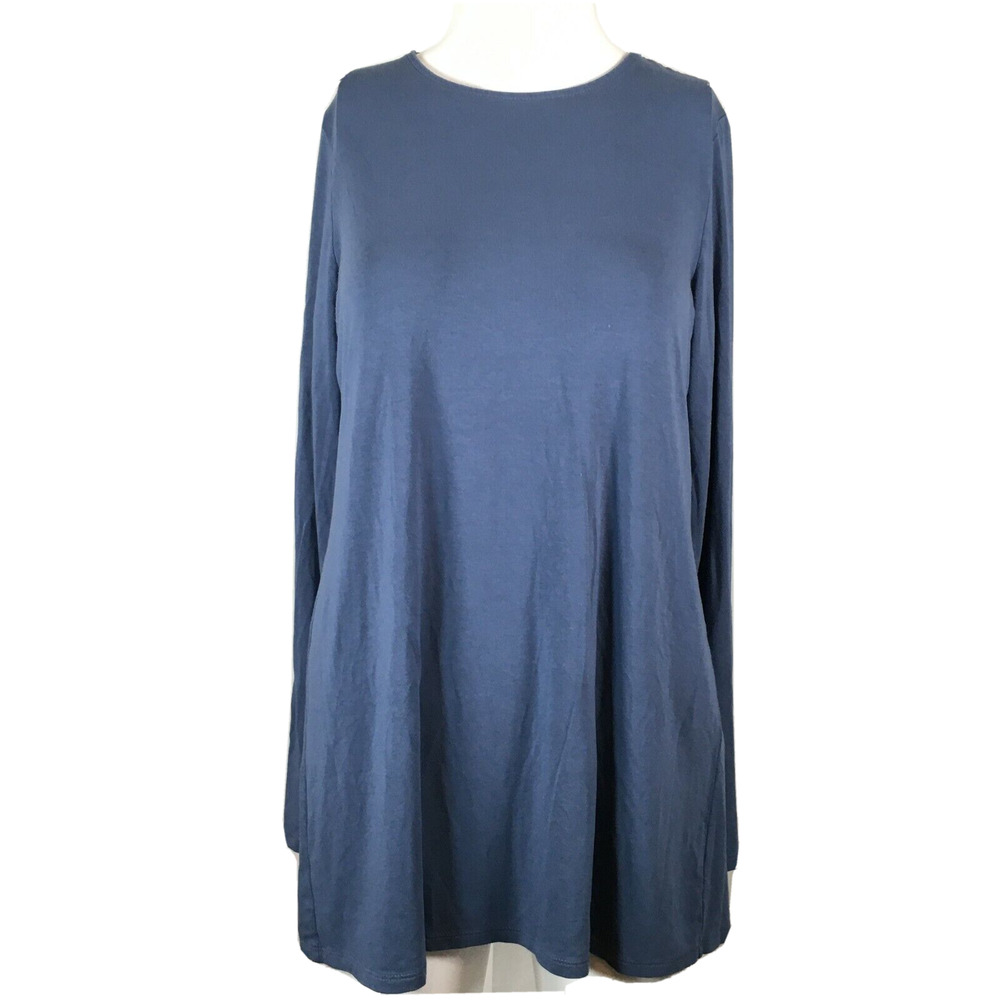 J. Jill Wearever Shirt Womens Sz XS Blue Layered Tie Back Stretch Knit Tunic Top